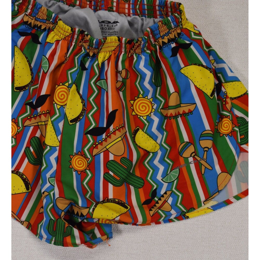 Boa USA Stretch 1" Elite Split Leg Taco Print Lined Running Shorts Womens Size M - Picture 4 of 8